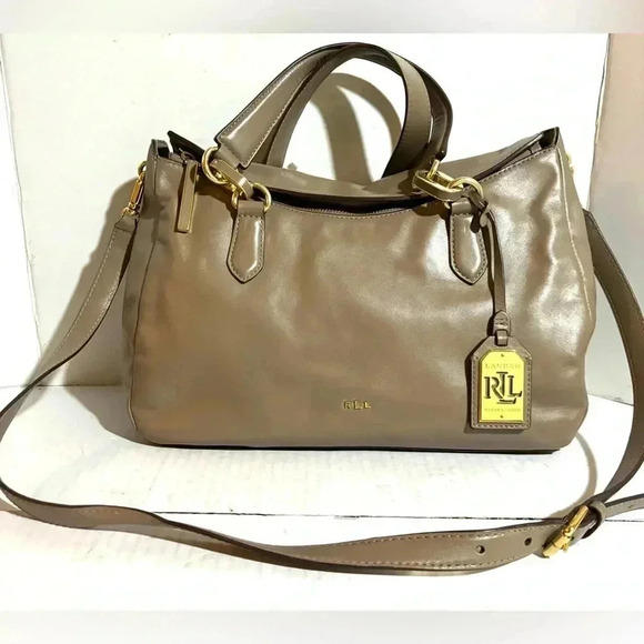 Ralph Lauren gary beige leather satchel handbag